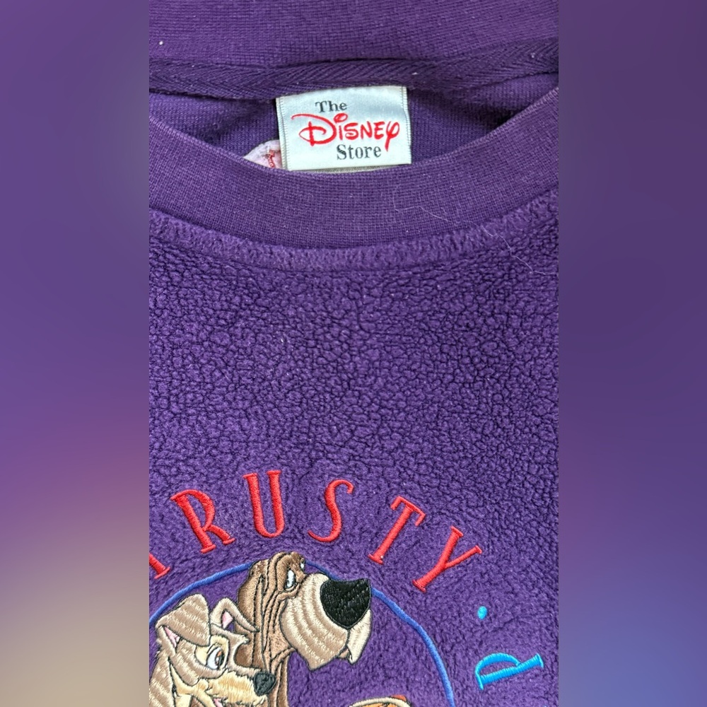 Vintage Disney Lady & The Tramp Fleece Embroidered Crewneck Sweatshirt 90s Jock - Picture 5 of 8